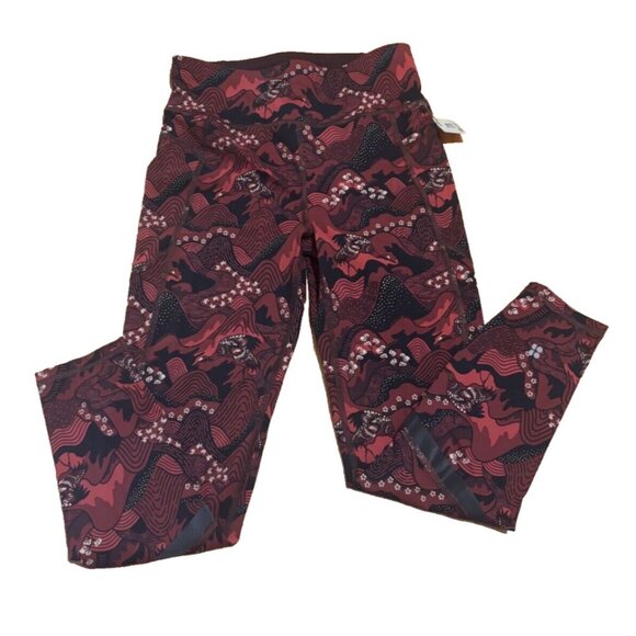 Sweaty Betty Zero Gravity 7/8 Run Leggings Red Japanese Landscape Print Sz S NWT - Picture 2 of 9